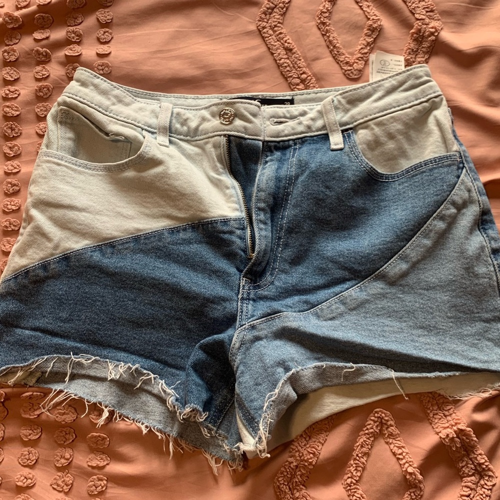 Hollister Blue and Cream Jean Shorts